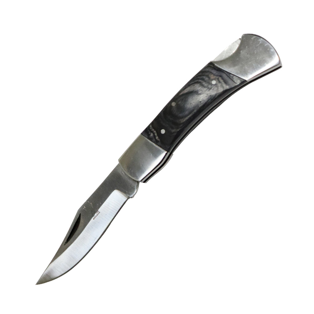 The BoneEdge 7" Classic Folding Knife Black Pakkawood Handle with Sheath