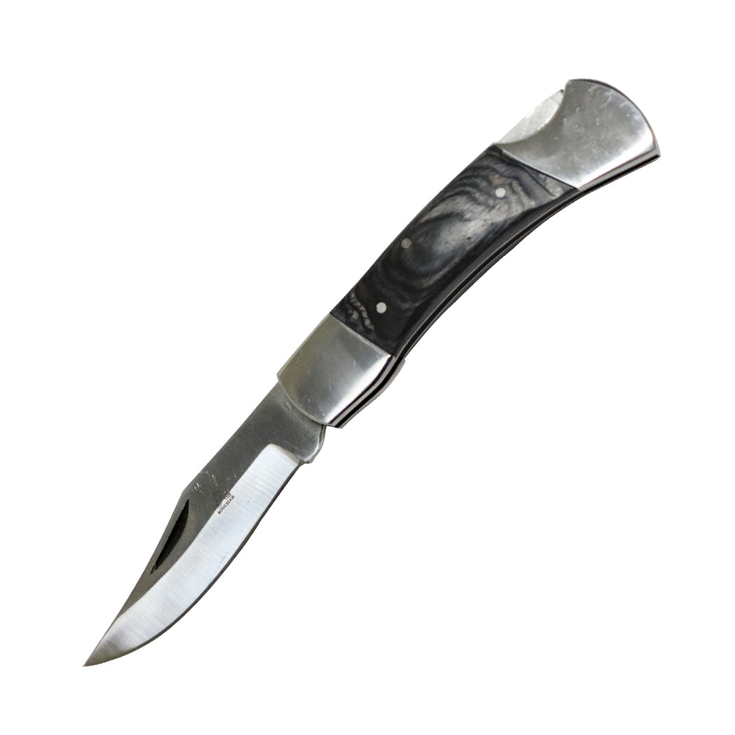 The BoneEdge 7" Classic Folding Knife Black Pakkawood Handle with Sheath