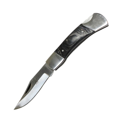 The BoneEdge 7" Classic Folding Knife Black Pakkawood Handle with Sheath