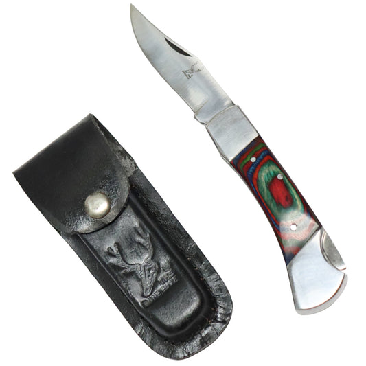 The BoneEdge 7" Classic Folding Knife Multi-Color Pakkawood Handle with Sheath