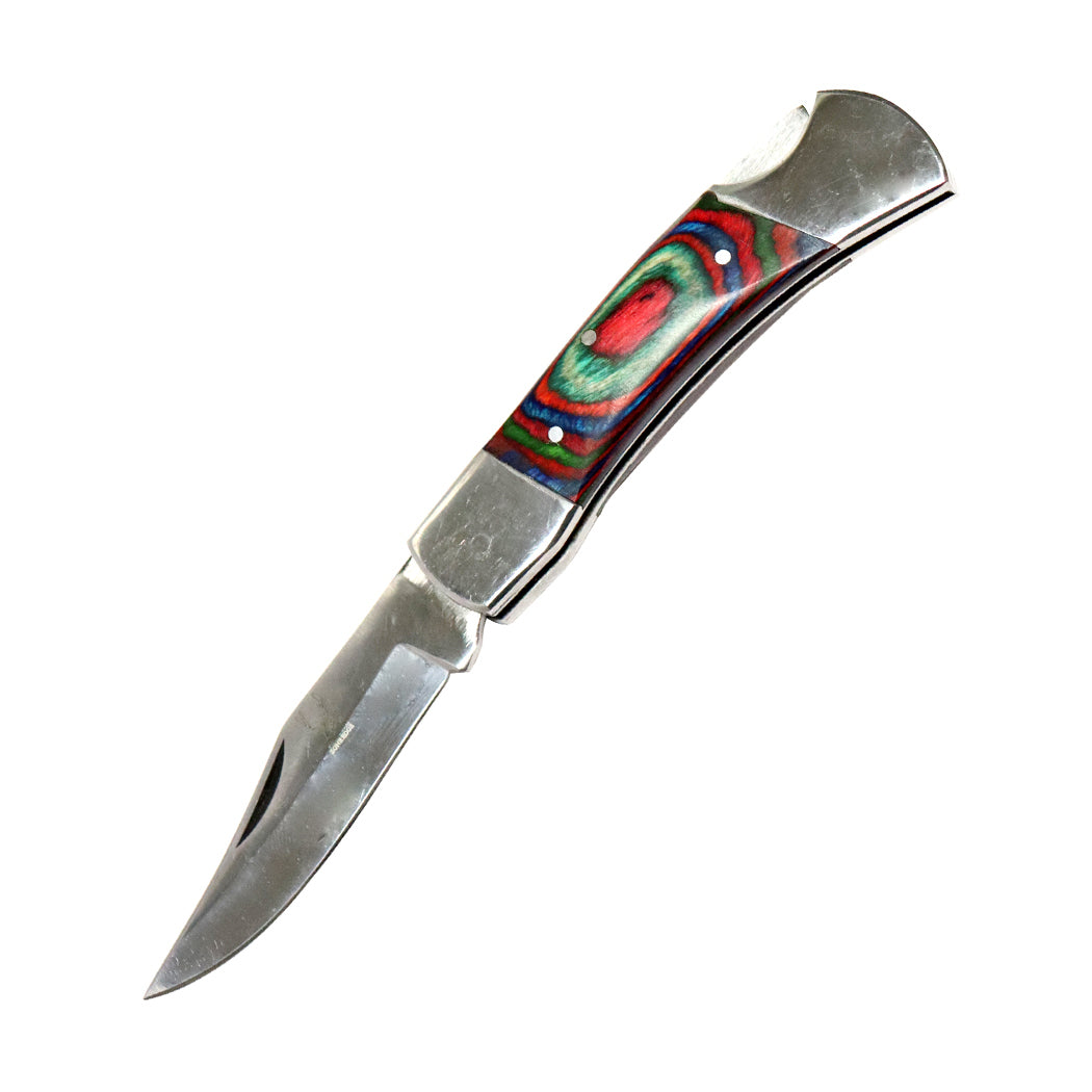 The BoneEdge 7" Classic Folding Knife Multi-Color Pakkawood Handle with Sheath