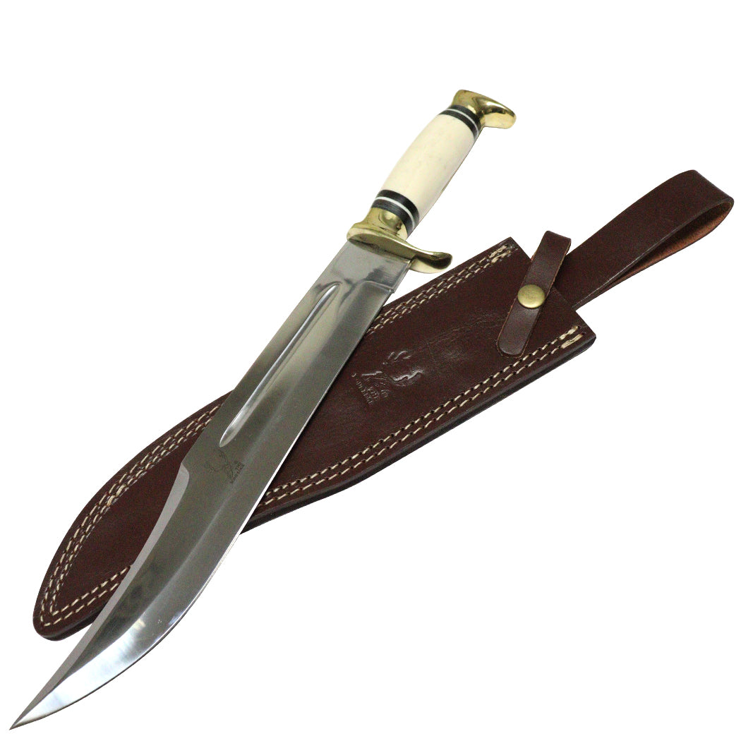 TheBoneEdge 18" Hunting Bowie Knife Horn Handle & Brass Work Hand Crafted