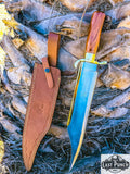 TheBoneEdge 19" Hunting Bowie Knife Brown Wood Handle