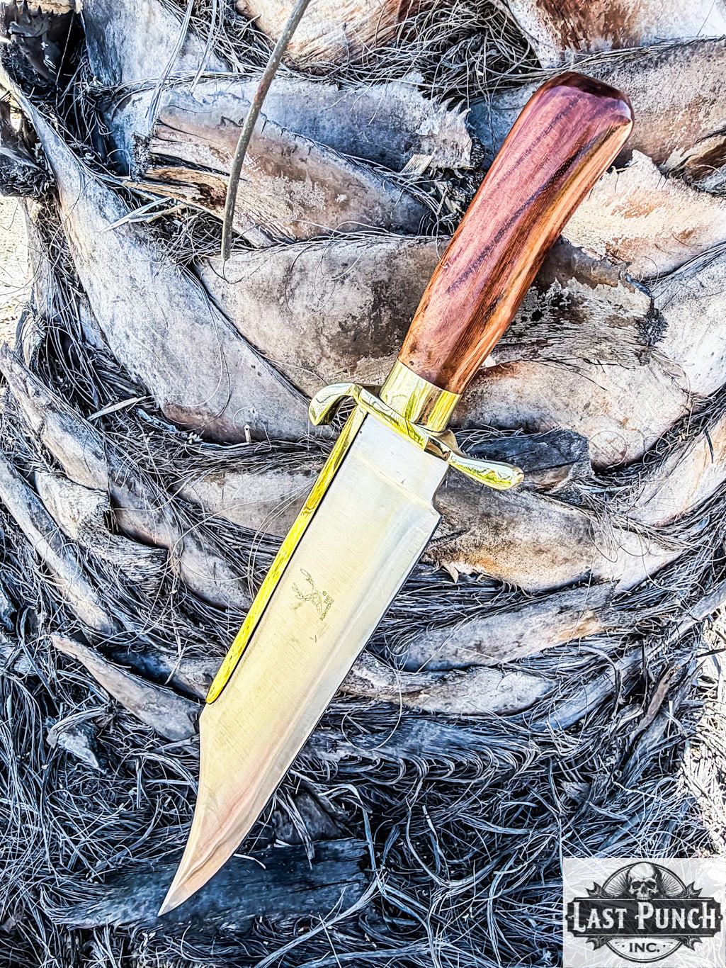 TheBoneEdge 19" Hunting Bowie Knife Brown Wood Handle