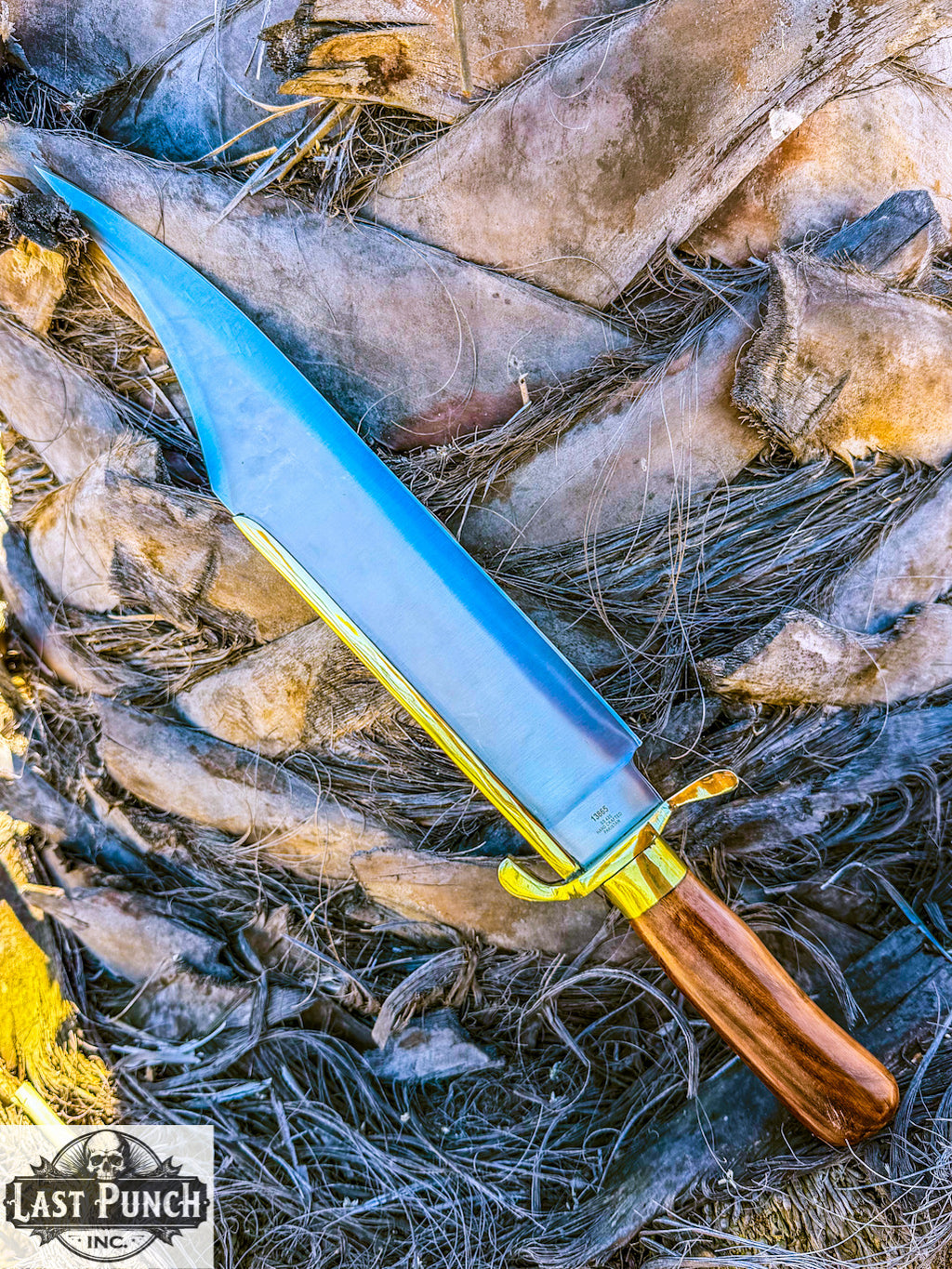 TheBoneEdge 19" Hunting Bowie Knife Brown Wood Handle