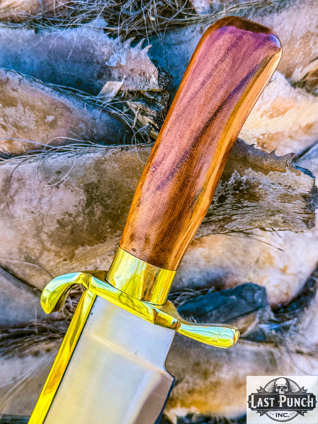 TheBoneEdge 19" Hunting Bowie Knife Brown Wood Handle