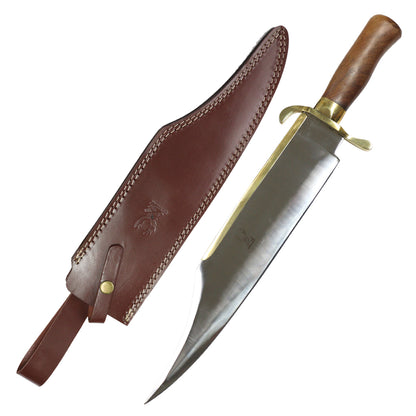TheBoneEdge 19" Hunting Bowie Knife Brown Wood Handle