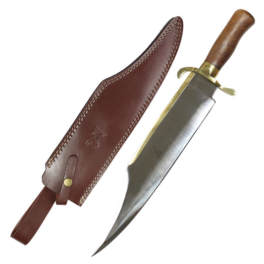TheBoneEdge 19" Hunting Bowie Knife Brown Wood Handle