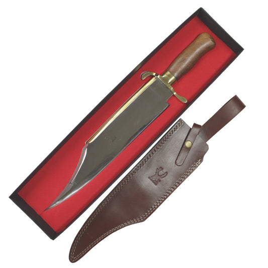 TheBoneEdge 19" Hunting Bowie Knife Brown Wood Handle