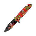8.5" Lady Design Red Handle Spring Assisted Folding Knife W/ Belt Cutter