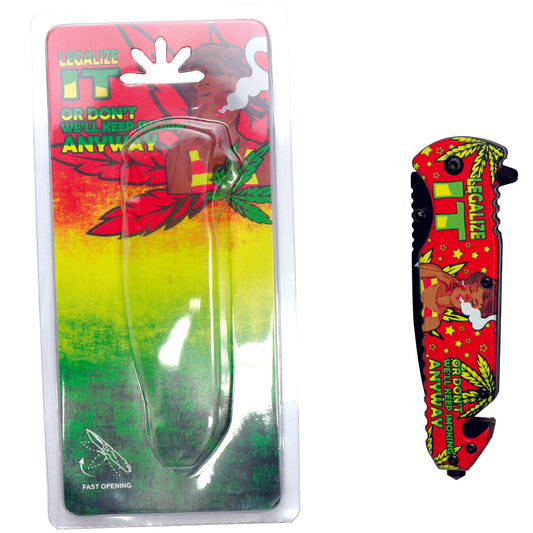 8.5" Lady Design Red Handle Spring Assisted Folding Knife W/ Belt Cutter