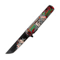 8" Grey Handle Hands Design Spring Assisted Folding Knife W/ Belt Clip
