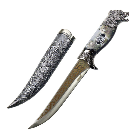 Defender-Xtreme 12" Bear Head Stainless Steel Blade Fantasy Dagger With Plastic Sheath
