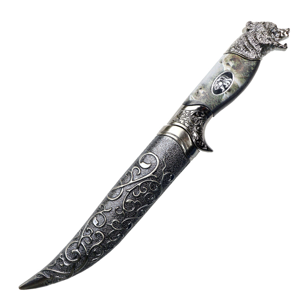 Defender-Xtreme 12" Bear Head Stainless Steel Blade Fantasy Dagger With Plastic Sheath