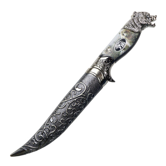Defender-Xtreme 12" Bear Head Stainless Steel Blade Fantasy Dagger With Plastic Sheath