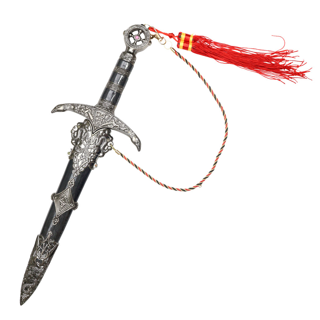 18.5" Collectible Style Stainless Steel Blade Dagger With Cord Chain & Plastic Sheath