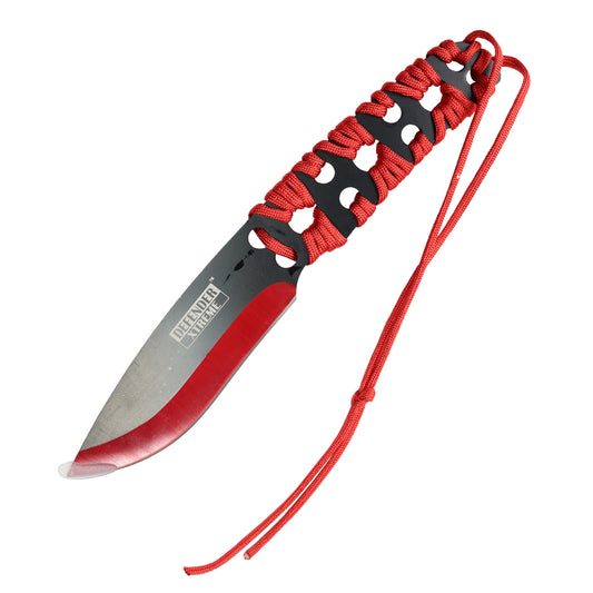Defender-Xtreme 10" Black & Red Blade Handle Hunting Knife With Sheath