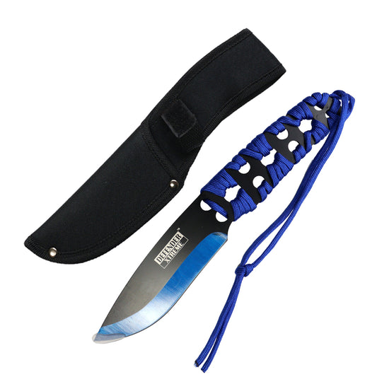 Defender-Xtreme 10" Black & Blue Blade Hunting Knife With Sheath