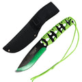 Defender-Xtreme 10" Black & Green Blade Handle Hunting Knife With Sheath