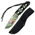 Defender 10" 3D Leaves & Girl Pattern Blade Hunting Knife With Sheath