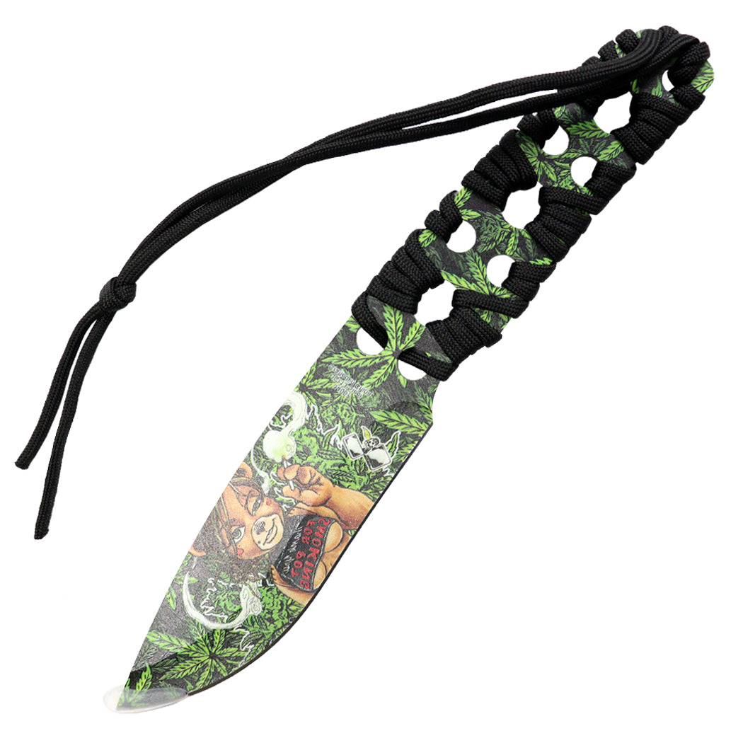 Defender 10" 3D Leaves & Girl Pattern Blade Hunting Knife With Sheath