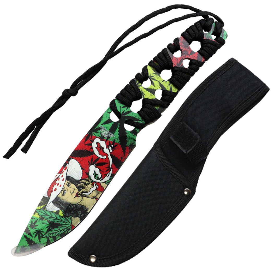 Defender 10" 3D Girl Pattern Blade Hunting Knife With Sheath