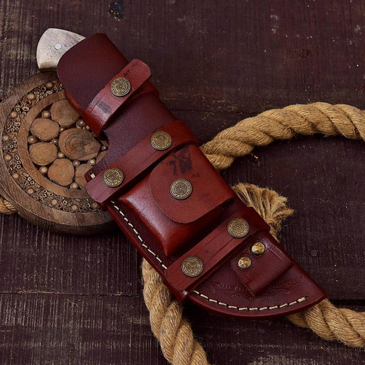 TheBoneEdge 11" Custom Hand Made Engraved Blade Ash Wood Handle Tracker Hunting knife With Sheath