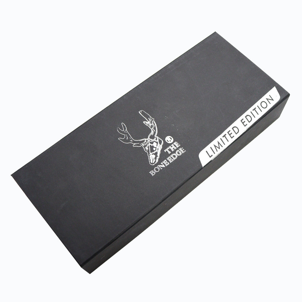 TheBoneEdge 11" Custom Hand Made Engraved Blade Horn Handle Tracker Hunting knife With Sheath