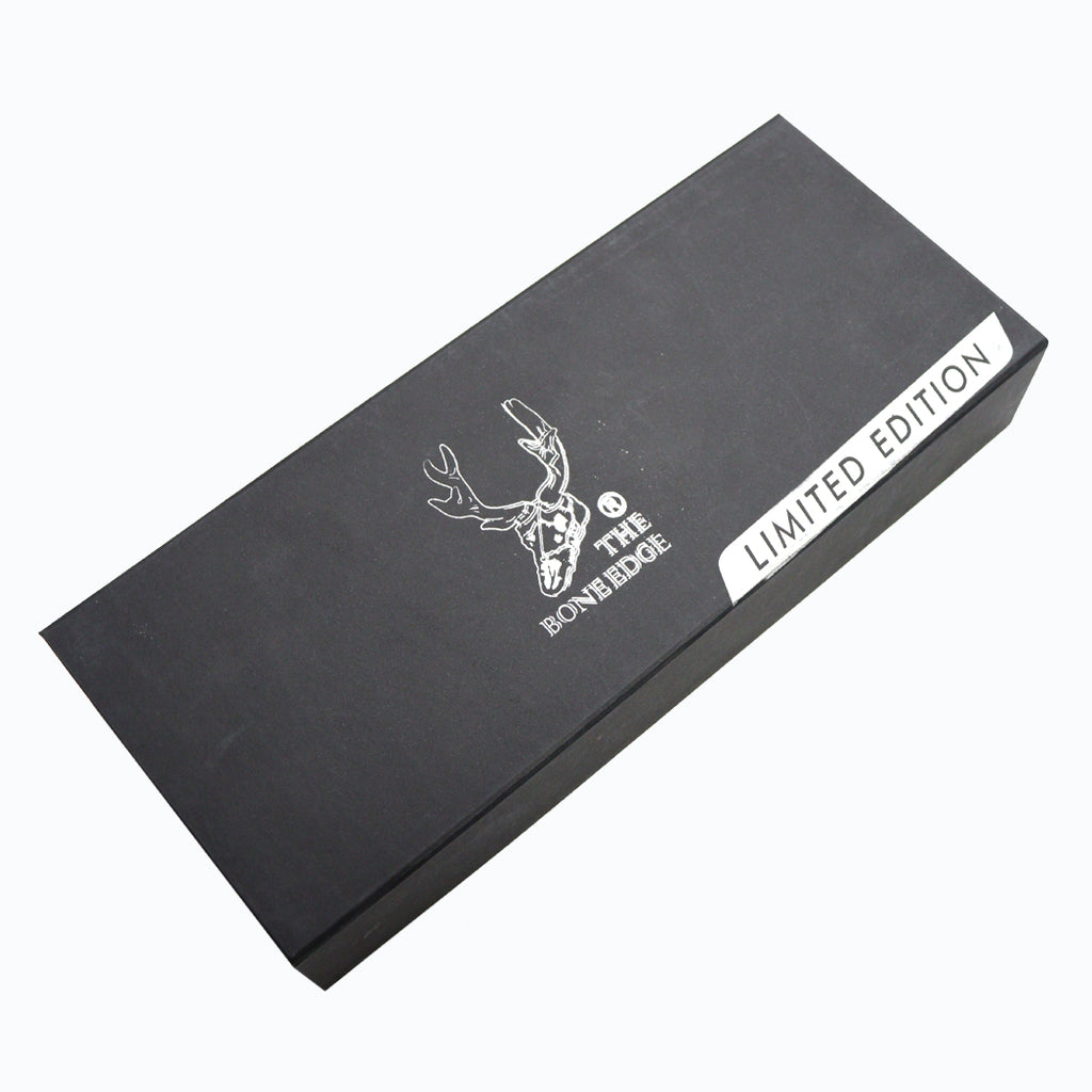 TheBoneEdge 11" Custom Hand Made Engraved Blade Black Resin Handle Tracker Hunting knife With Sheath