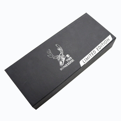 TheBoneEdge 11" Custom Hand Made Engraved Blade Black Resin Handle Tracker Hunting knife With Sheath