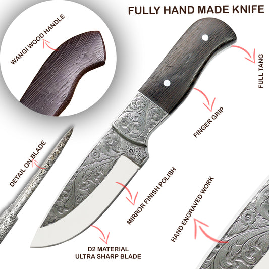 TheBoneEdge 10" Wanging Wood Handle Tracker Hunting knife
