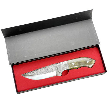 TheBoneEdge 10" Hand Made Green & Brown Wood Handle Hunting knife
