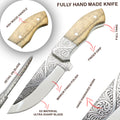 TheBoneEdge 10" Engraved Blade Ash Wood Handle Tracker Hunting knife