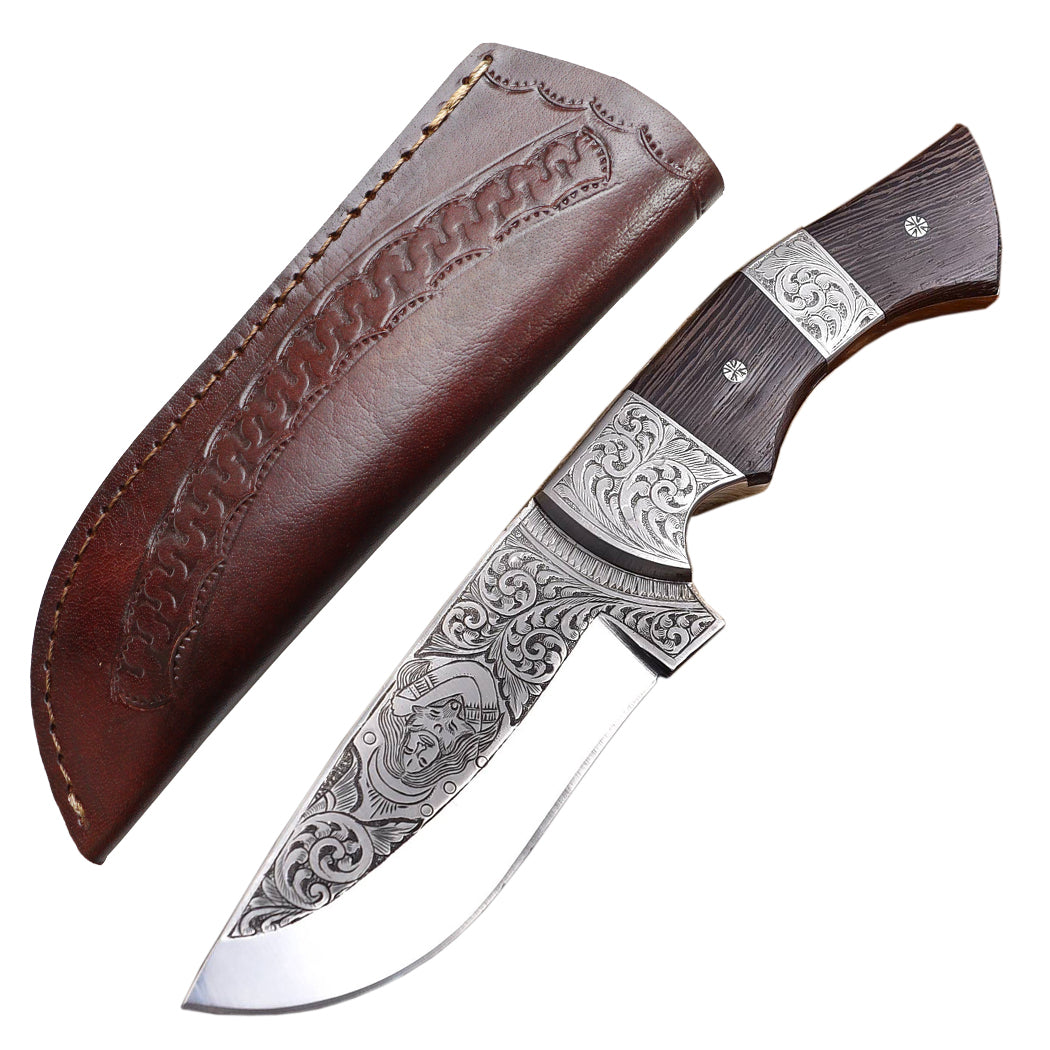 TheBoneEdge 10" Engraved Blade Hand Made Tracker Hunting knife