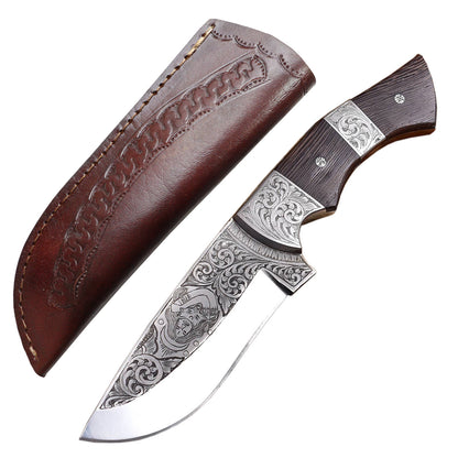 TheBoneEdge 10" Engraved Blade Hand Made Tracker Hunting knife