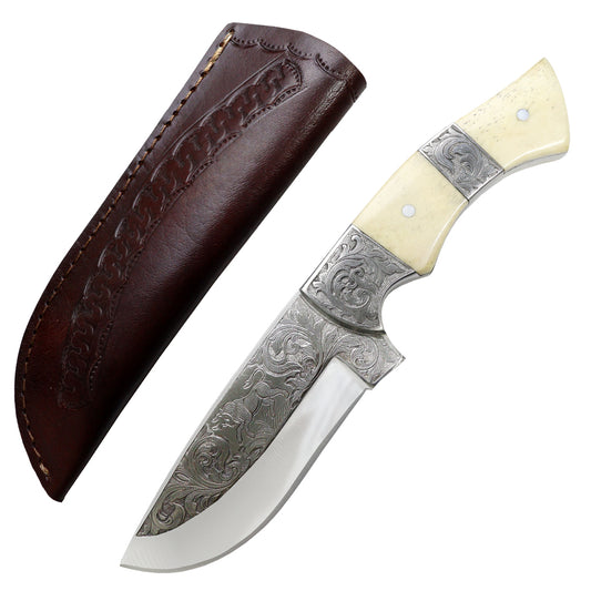 TheBoneEdge 10" Engraved Blade Custom Hand Made Tracker Hunting knife