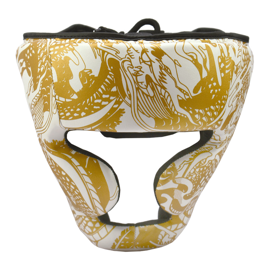 Last Punch 3D Printed White & Gold Heavy Duty Cheek Protection Training Boxing Headgear