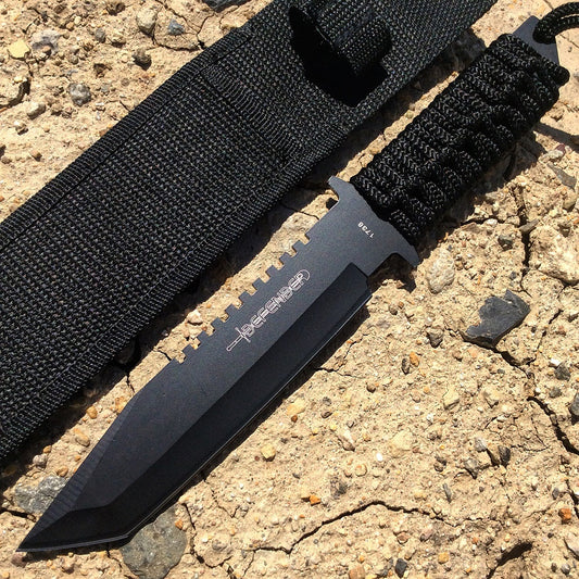 Defender 11" Black Tanto Knife with Sheath