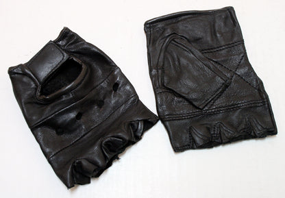 Fingerless Leather Gloves with Wrist Strap