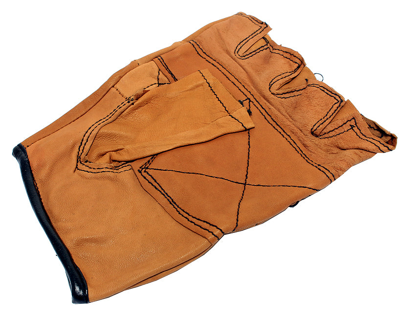 Light Brown Leather Finger Less Gloves