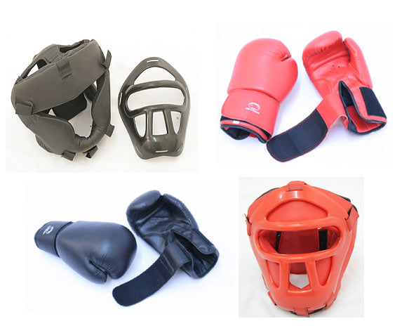 2 Pairs Pro Boxing Gloves & Pro Head Cage Guard Gears