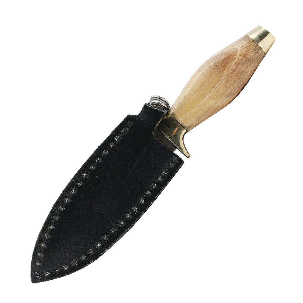 7" Wood Handle Hunting Knife Sharp Blade Leather Sheath Boot Knife