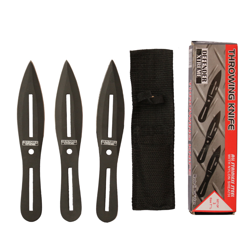 Defender 7.5" Set of 3 Throwing Knives with Sheath