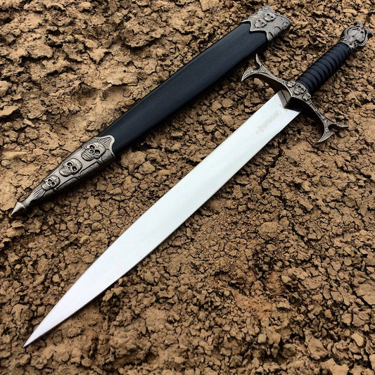 13" Stainless Steel Skull Headed Dagger with Sheath