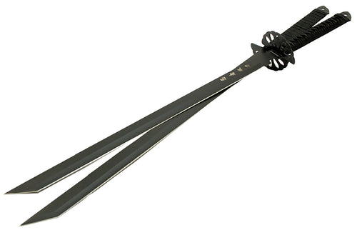 2 Piece Set 28" Black Ninja Swords New 2 In 1 Collectible Samurai Full Tang