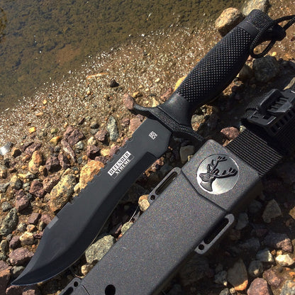 12" MILITARY SURVIVAL BOWIE HUNTING KNIFE w/ SHEATH Fixed Blade Army New