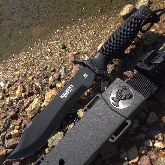 12" MILITARY SURVIVAL BOWIE HUNTING KNIFE w/ SHEATH Fixed Blade Army New
