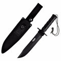 14" Camping Stainless steel Hunting Knife Survival Fire Starter Kit Compass Sheath - Black Straight