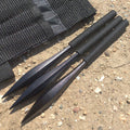 6" Carbon Steel Blade Set of 3 Collectible Throwing Knives W/ Sheath Black Blade
