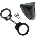 Chain Link Style Handcuffs Double Lock Hand Cuffs With Leather Pouch +2 Keys Black